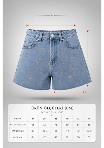 Cedy Denim Cedy Denım - Kadın Jean Şort Buz Mavi Kalp Taş İşlemeli Salaş Denim Şort E7013 Buz Mavisi Cedy Denim Cedy Denım - Kadın Jean Şort Buz Mavi Kalp Taş İşlemeli Salaş Denim Şort E7013 Buz Mavisi