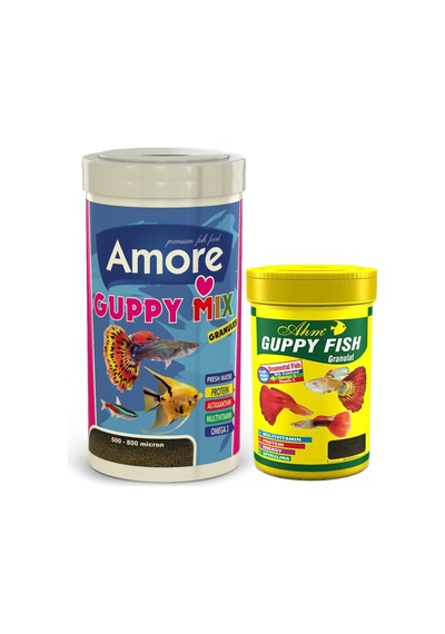 Guppy Mix Granules 250ml + AHM Guppy 100ml Tropikal Balık Yemi