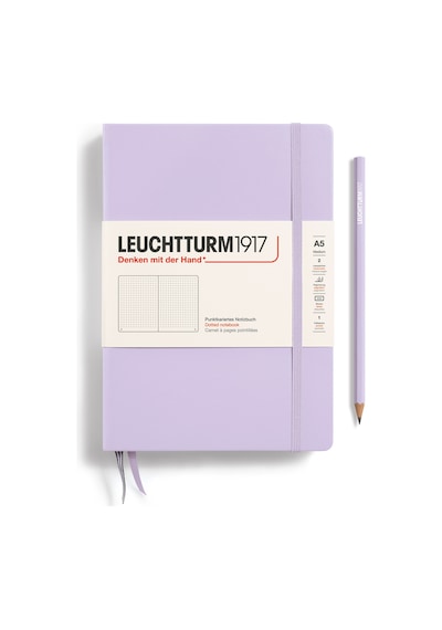 Leuchtturm1917 Not Defteri Orta Boy A5 , Sert Kapak, 251 Numaralandırılmış Sayfa, Noktalı, Leylak Mor