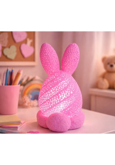 Tavşan Tealight Mumluk Dekoratif Tavşan Obje Renkli Tavşanlar Mum Hediyeli Paskalya Figür Pembe