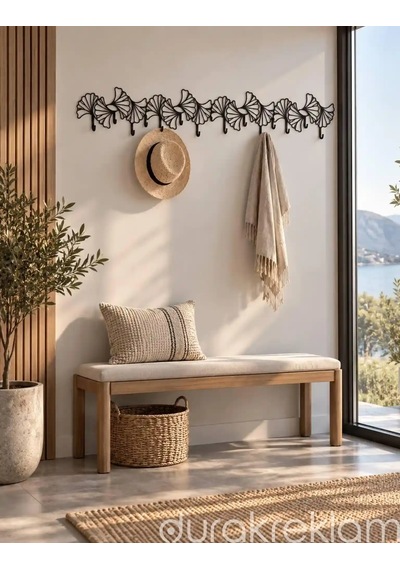 Modern Dekoratif Metal Duvar Askılığı Siyah