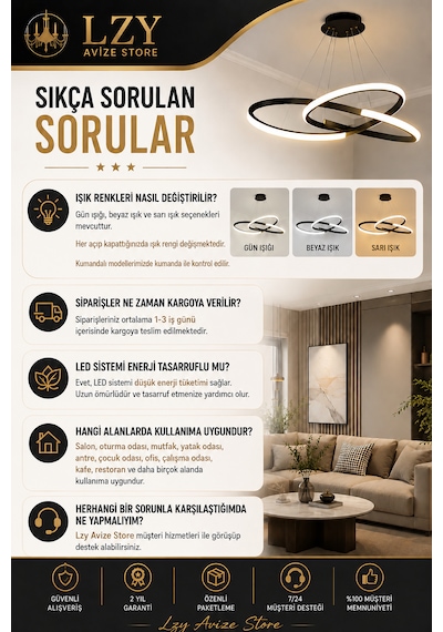 3 Renk Daire Hol Plafonyer Avize Siyah Modern Tavan Aydınlatması Salon, Mutfak, Antre & Çocuk Odası SİYAH 1.MODEL