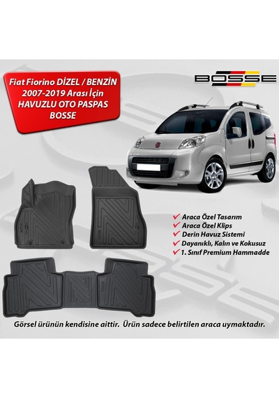 Fiat Fiorino Paspas Araca Özel Dizel / Benzinli 2007 - 2019 Paspas 3D Havuzlu Paspas