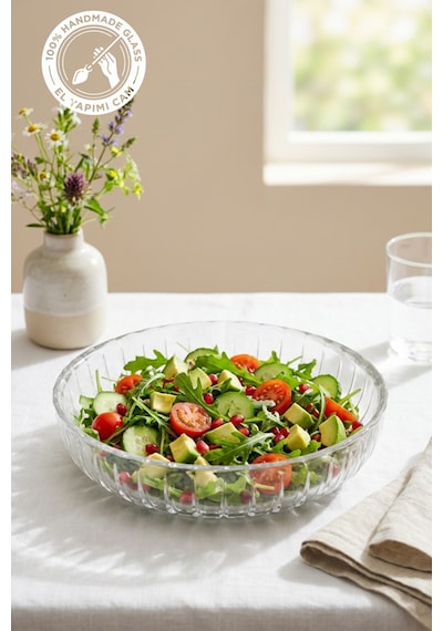 Selen Concept Sieana Model El Yapımı Cam Salata Ve Meyve Kasesi 2'li Set Şeffaf