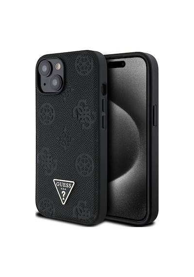 Apple Uyumlu iPhone 15 Kılıf Guess Lisanslı M-safe Şarj Özellikli Üçgen Logolu Pu Deri Peony Kapak Siyah Apple Uyumlu iPhone 15 Kılıf Guess Lisanslı M-safe Şarj Özellikli Üçgen Logolu Pu Deri Peony Kapak Siyah