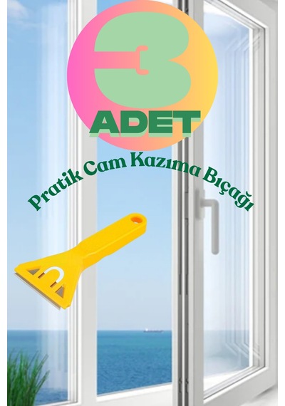 3 Adet Profesyonel Cam Leke Kazıyıcı Ocak, Cam Zemin Ve Mermer Temizleme Aparatı - Yedek Bıçaklı