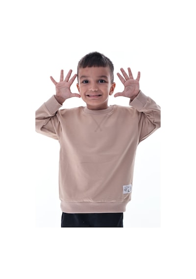 Erkek Çocuk Bej Sweatshirt %100 Pamuk 12 Ay 5 Yaş Rahat Kalıp Basic Günlük Üst Bej