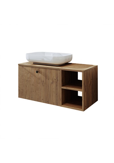 Lavabolu Mdf 95 Cm Lotus Oval Lavabolu Dolabı Atlantik Çam