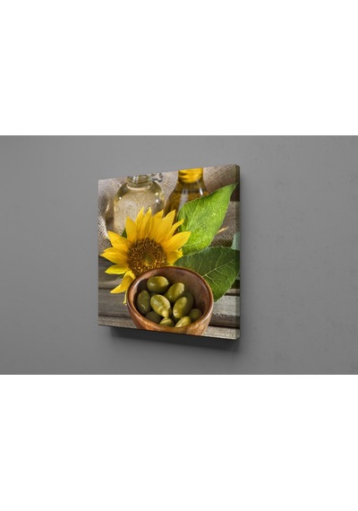 Yeşil Zeytin Ve Ayçiçek Kanvas Tablo 100x100cm