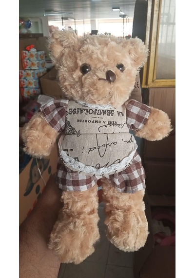 Oyuncak Peluş Kahverengi Elbiseli Ayıcık 30 Cm