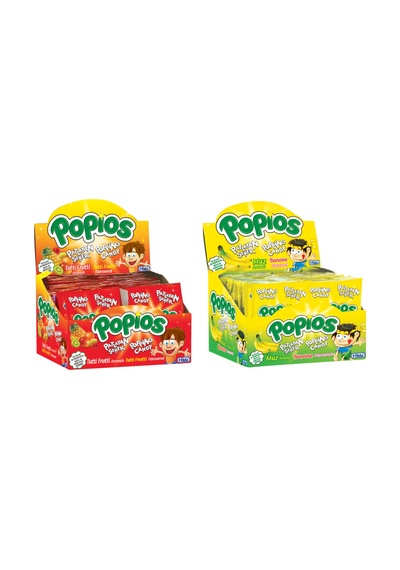 Hleks Patlayan Şeker Popios Tutti Frutti Muz 4 G 40 + 40 Adet