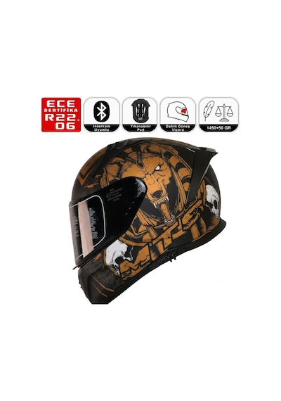 M801 Snake Anubis Motosiklet Kaskı Spoiler Mod Güneş Vizörlü Full Face Kask Çok Renkli