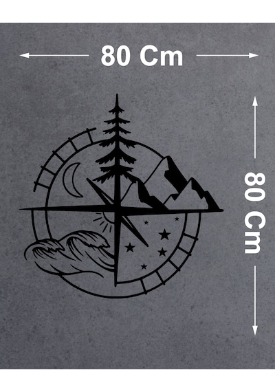 Pusula Dağ Orman Deniz Sticker - Araba Off Road 4x4 Karavan Motosiklet Sticker -00208 80x80 Cm