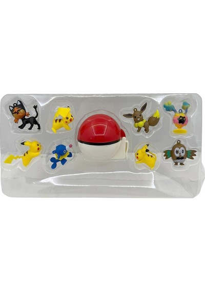 Pokemon Pikachu Poke Topu Diğer Pokemonlar Figür Seti 9lu