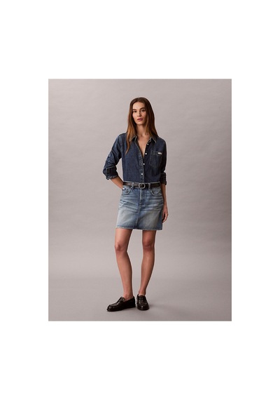Calvin Klein Kadın 90's Basset Blue Mini Etek-16192 Mavi