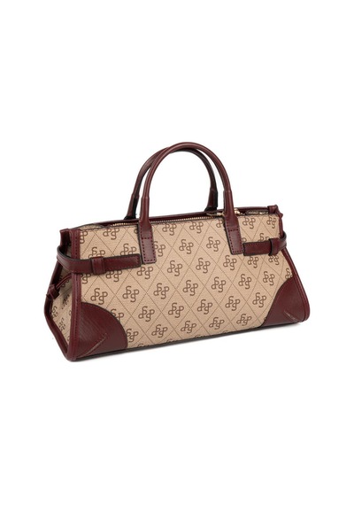 Silver Polo Sp1260 Kadın El Çantası Monogram Koyu Bej-bordo