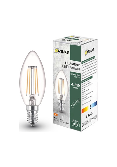 Orbus BCB3 4W E14 400LM Clear Beyaz Işık Rustik Ampul