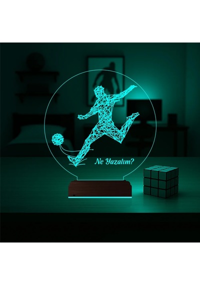 Luvivia Futbolcu Hediye Kişiye Özel 3d Lamba - Masa Gece Lambası