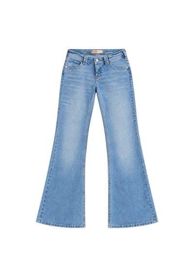 Hiccup Düşük Bel Nakışlı Flare Fit Jean Mavi