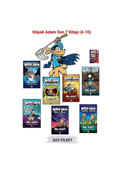 Köpek Adam Serisi Son 7 Kitap Seti 4-10 + Defter Hediyeli, Çocuk Çizgi Roman Kitapları