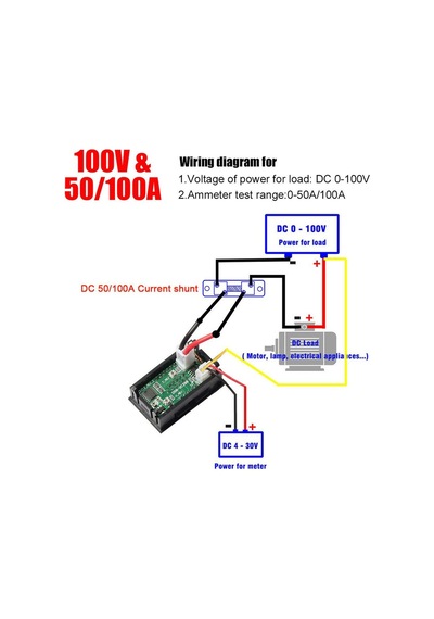 10a-led Dijital Voltmetre Ampermetre Us Dc 100 V 10/50/100a Voltmetre Ampermetre Led Çift Dijital Volt Amp Metre Ölçer