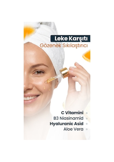 Leke Karşıtı Gözenek Sıkılaştırıcı Aloe Vera Panthenol Vegan C Vitamini Cilt Bakım Serumu 30 Ml