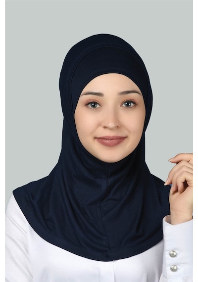 Altobeh İkili Set Pratik Eşarp Hazır Türban ve Hijab Tesettür Bonesi - Lacivert