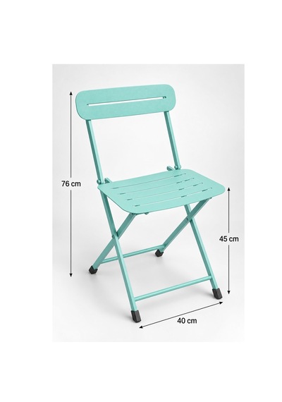 Katlanır Metal Balkon Bahçe Sandalyesi Bistro Sandalye Tekli Mint Yeşili 1642 Turkuaz
