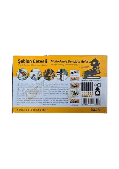 Sgs 6 Açılı Katlanır Pozisyon Şablon Cetveli 3x 25-40-45 Mm.