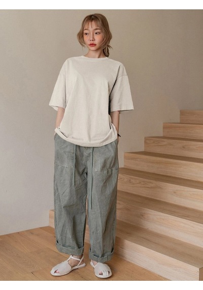 Flood Of Style Kadın Bej Fructification Baskılı Oversize T-shirt