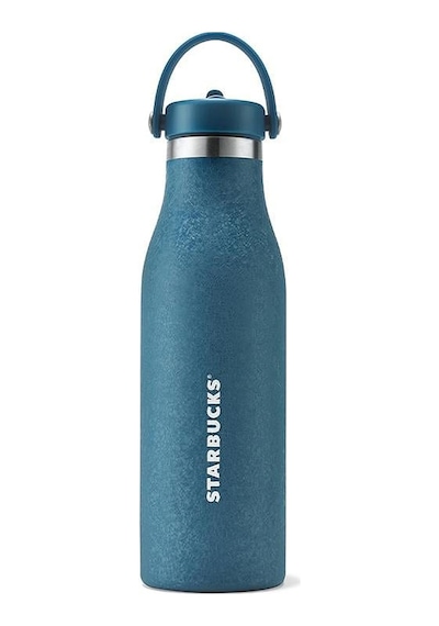 Starbucks Koyu Mavi Paslanmaz Çelik Yalıtımlı Pipetli İçecek Şişesi Suluk 532 Ml Mavi