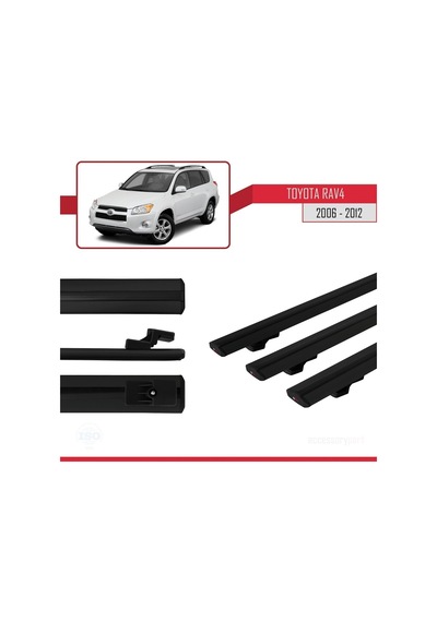 Toyota Rav4 2006-2012 Arası İle Uyumlu Basic Model Ara Atkı Tavan Barı Siyah 3 Adet
