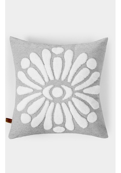 Bohem Özel Tasarım Punch Panç Desen Kare Dekoratif Kırlent Kılıfı 43x43 cm Boho Gri