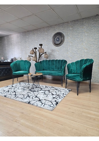Zafir Siyah Boyalı Tel Ayak Papatya Çay Seti Koltuk Takımı , Balkon, Salon, Ofis, Cafe Koltuk Takımı Yeşil Zafir Siyah Boyalı Tel Ayak Papatya Çay Seti Koltuk Takımı , Balkon, Salon, Ofis, Cafe Koltuk Takımı Yeşil