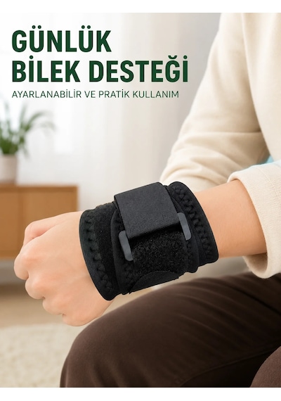 Siyah Bilek Destekliği Cırtlı Ayarlanabilir Bilek Bandı Spor Ve Günlük Kullanım