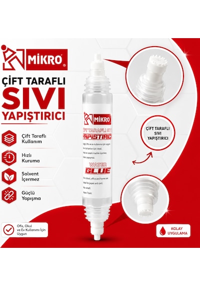 Mikro Çift Taraflı Sıvı Yapıştırıcı 5 Adet Güçlü Yapışma Hızlı Kuruyan Kağıt Karton Ahşap Tutkalı