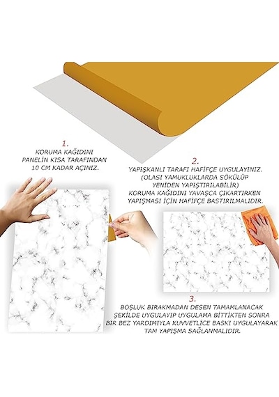 Kendinden Yapışkanlı Yer Zemin Kaplama, Duvar Kaplama, Fayans Çıkartması Granit Mermer Desenli Pvc Panel 41x62 Cm Genel