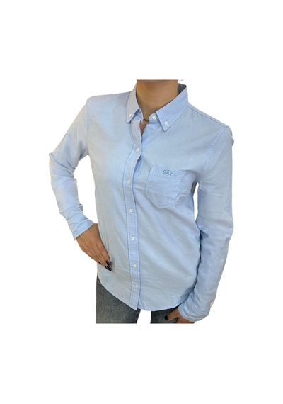 Gap V-frch Fıtted Oxford Logo Kadın Gomlek Mavi