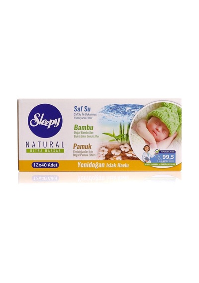 Bezos Natural Yenidoğan Islak Mendil 12x40 480 Yaprak Agc Tekli