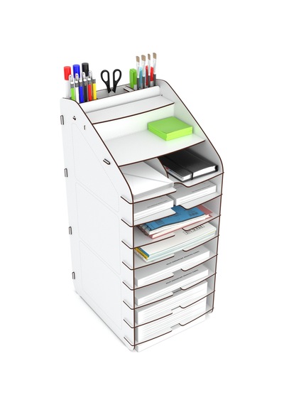 Design Otto Tower Masaüstü Organizer 10 Kat A4 Evrak Rafı 6 Renk Beyaz