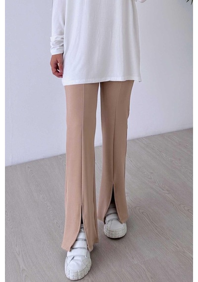 Kahijab Yırtmaç Detay Pantolon - Camel Camel