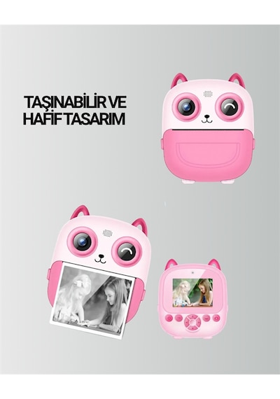 2.4 Ekranlı Mini Kamera 1080p Kayıt + Mürekkepsiz Yazdırma