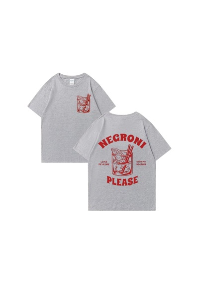 Flood Of Style Negroni Lütfen Grafik T Shirt Erkek Kadın Komik Kokteyl Meme Tee Boy Yüksek Kalite Yaz Gri