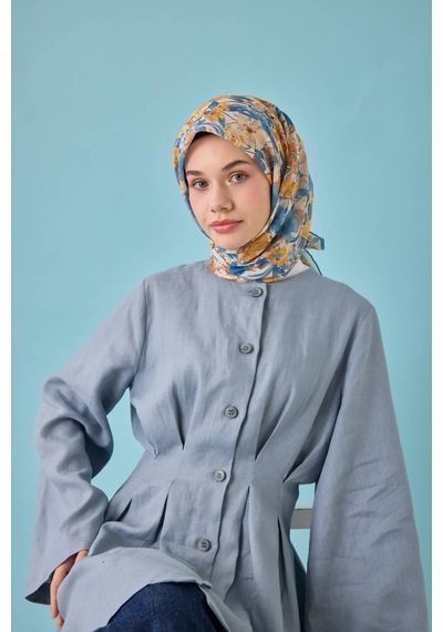 Silk Home Soft Eşarp 73088-28 Krem, Turuncu, İndigo, Sarı, Bebe Mavi