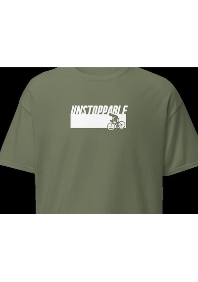 Wildstyle Unstoppable Durdurulamaz Bisiklet Motivasyon Baskılı Unisex Bisiklet Yaka Pamuklu Tişört Haki