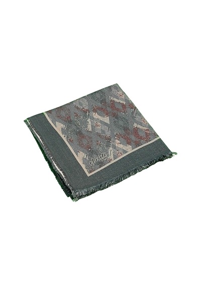 Mim Eşarp Ebruli Kışlık Desenli Eşarp 95x95 Cm Petrol Mavi - Füme
