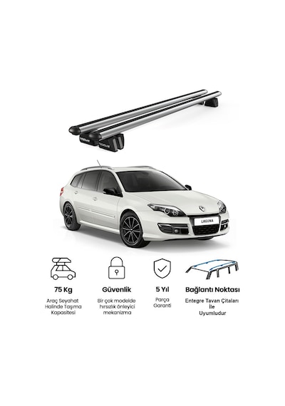 Pençe Renault Laguna Sw 2000-2015 Uyumlu Gri Ara Atkı Port Bagaj Tavan Barı