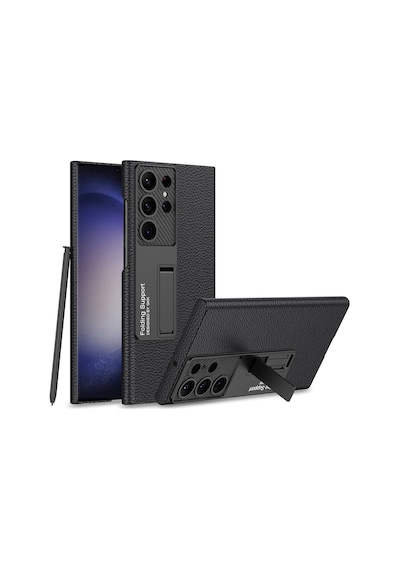 Galaxy Uyumlu S24 Ultra Kılıf Pazarplus Kıpta Standlı Kılıf Mürdüm