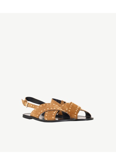Yargıcı Çapraz Bantlı Trock Detaylı Deri Sandalet 26ykay4001x 013 Camel