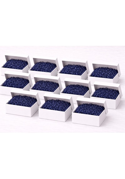Beyaz Karton Takı Kutusu 9,5x9,5x2 Cm Kapaklı Model 5 Adet + Lacivert Kırpık Kağıtlı